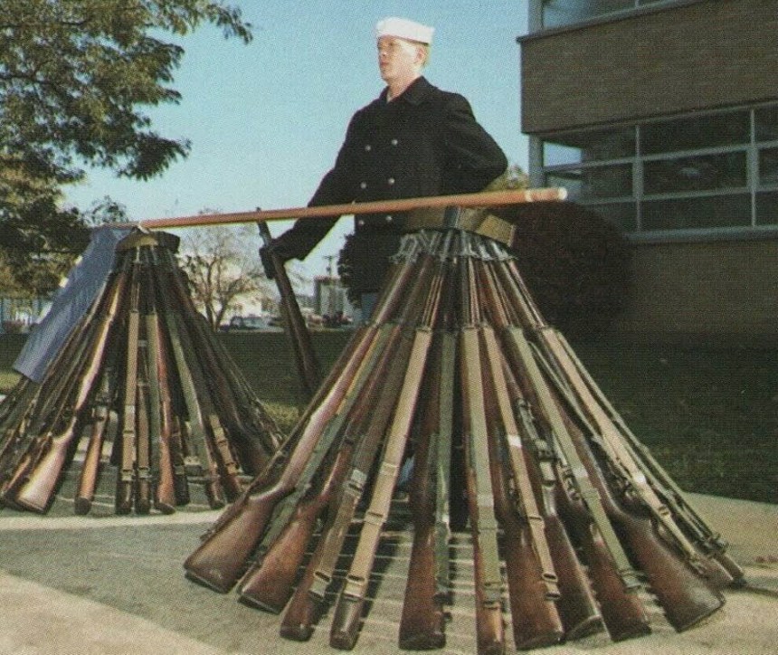 navy recruit training 1960s M1 M-1 garand stack arms Navy used 1903s ...