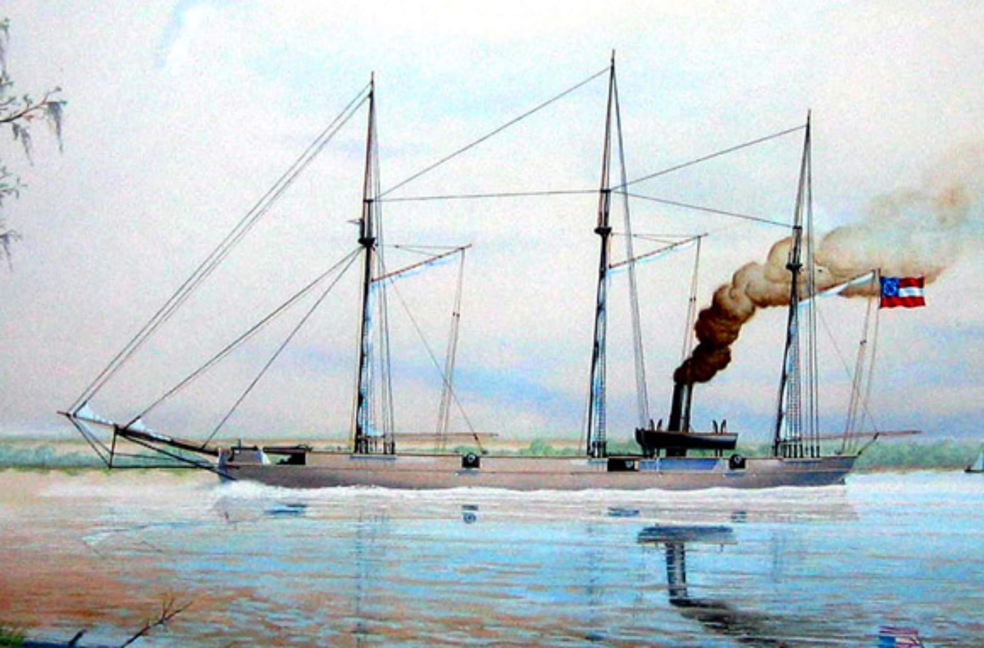 CSS Pee Dee under way on the Pee Dee River, South Carolina, circa 1862 ...
